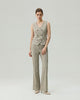 Textured Apricot Teresa Vest styled with matching trousers, full-length front view
