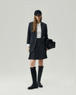 Charcoal Grey A-line mini skirt, full-length styling view on model