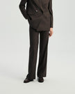 Ecole ebony tailored trousers with a straight leg and subtle flare