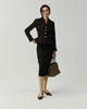Hopkins Skirt in Deep Chocolate styled with a matching jacket, full-length front view