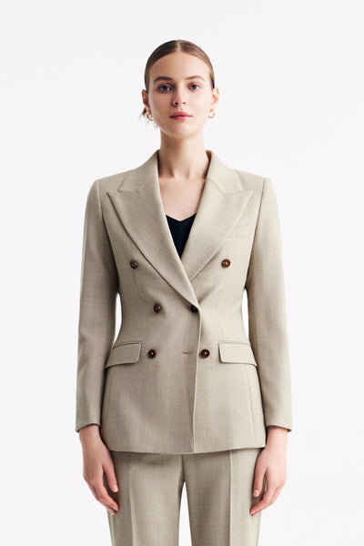 【送料&関税込】ChloAC Double-breasted Blazer CO Double-breasted wool-blend blazer | NET-A-PORTER