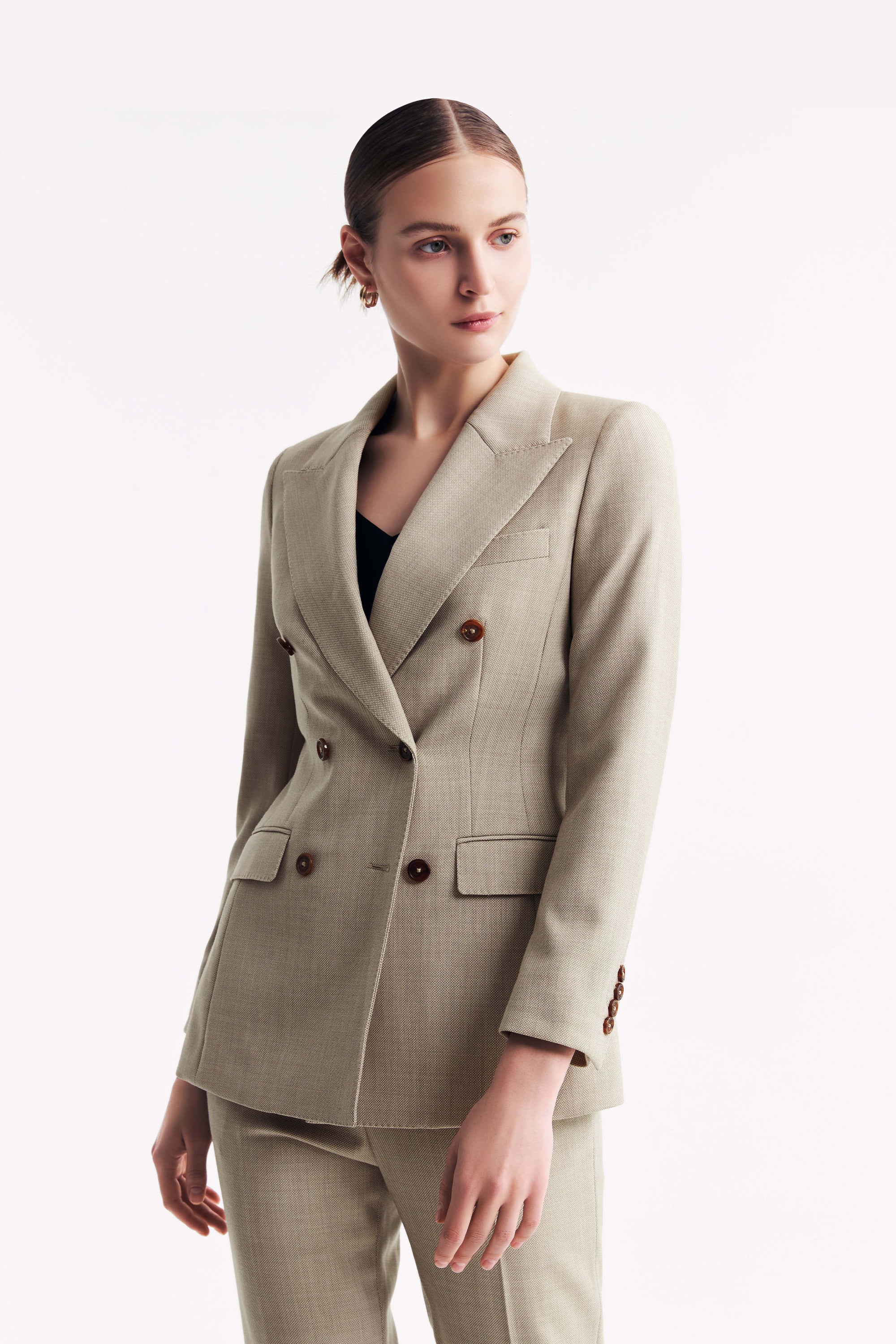 TieForHer - LC ACE™ Peak Lapel Double-breasted Blazer - Apricot - Blazer