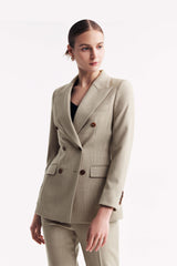 LC ACE™ Peak Lapel Double-breasted Blazer - Apricot