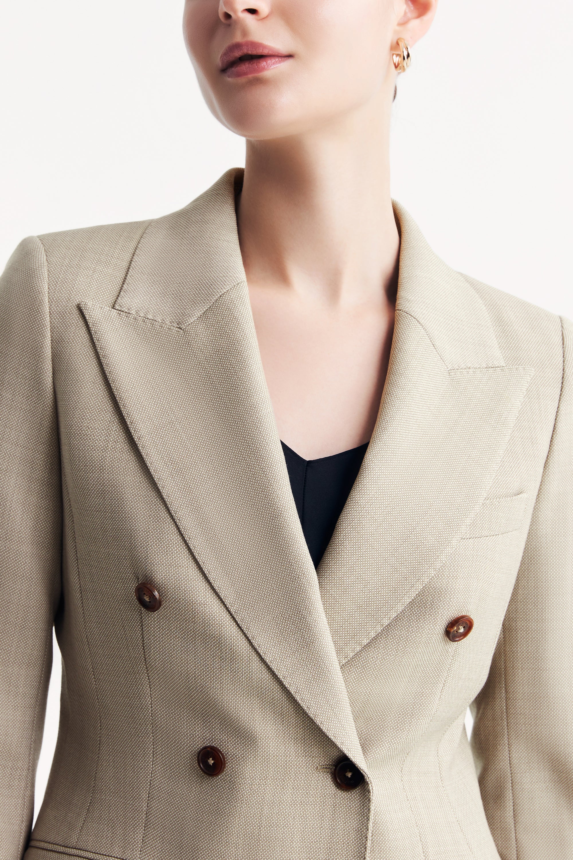 TieForHer - LC ACE™ Peak Lapel Double-breasted Blazer - Apricot - Blazer