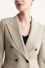 LC ACE™ Peak Lapel Double-breasted Blazer - Apricot