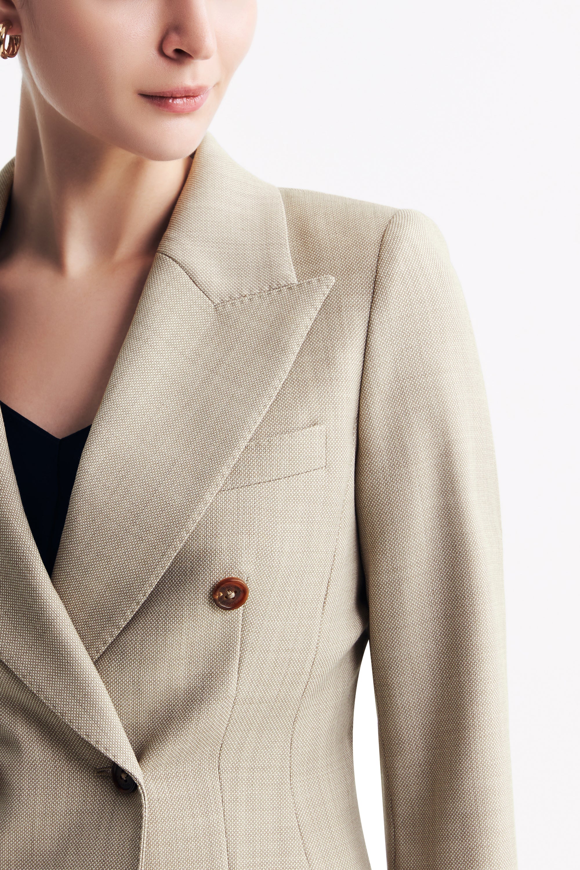 TieForHer - LC ACE™ Peak Lapel Double-breasted Blazer - Apricot - Blazer