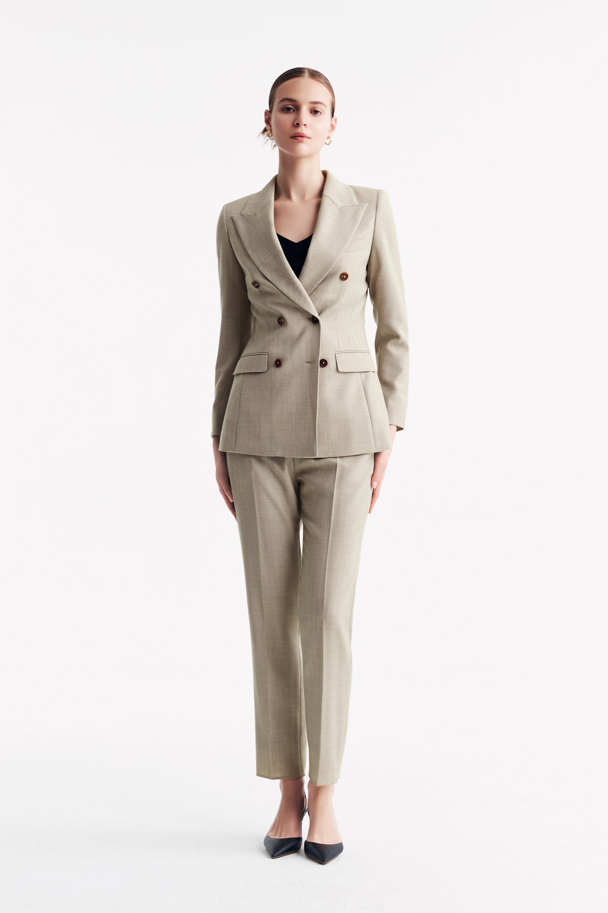 TieForHer - LC ACE™ Peak Lapel Double-breasted Blazer - Apricot - Blazer