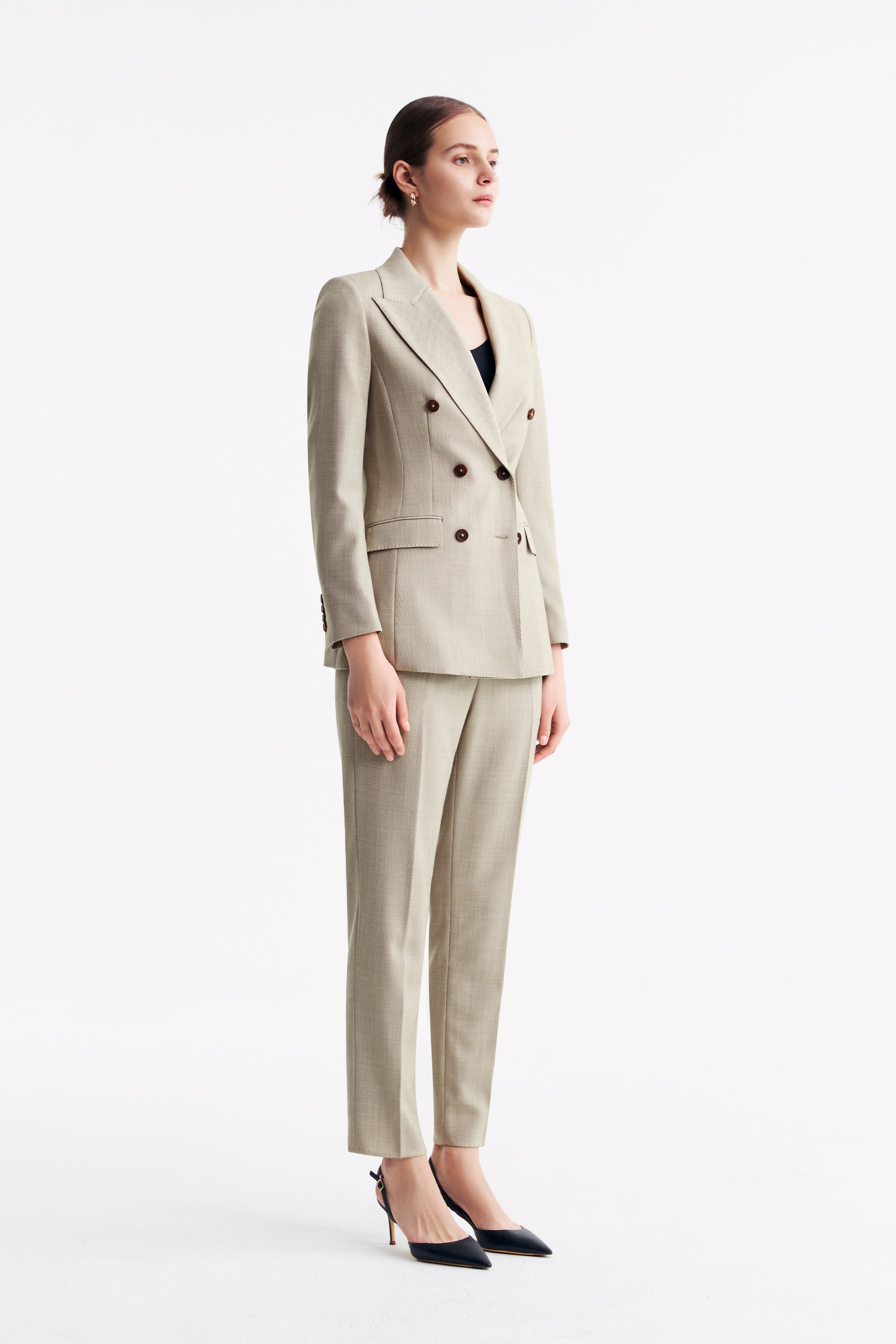 TieForHer - LC ACE™ Peak Lapel Double-breasted Blazer - Apricot - Blazer