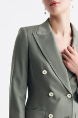 LC ACE™ Peak Lapel Double-breasted Blazer - Cinnamon Green