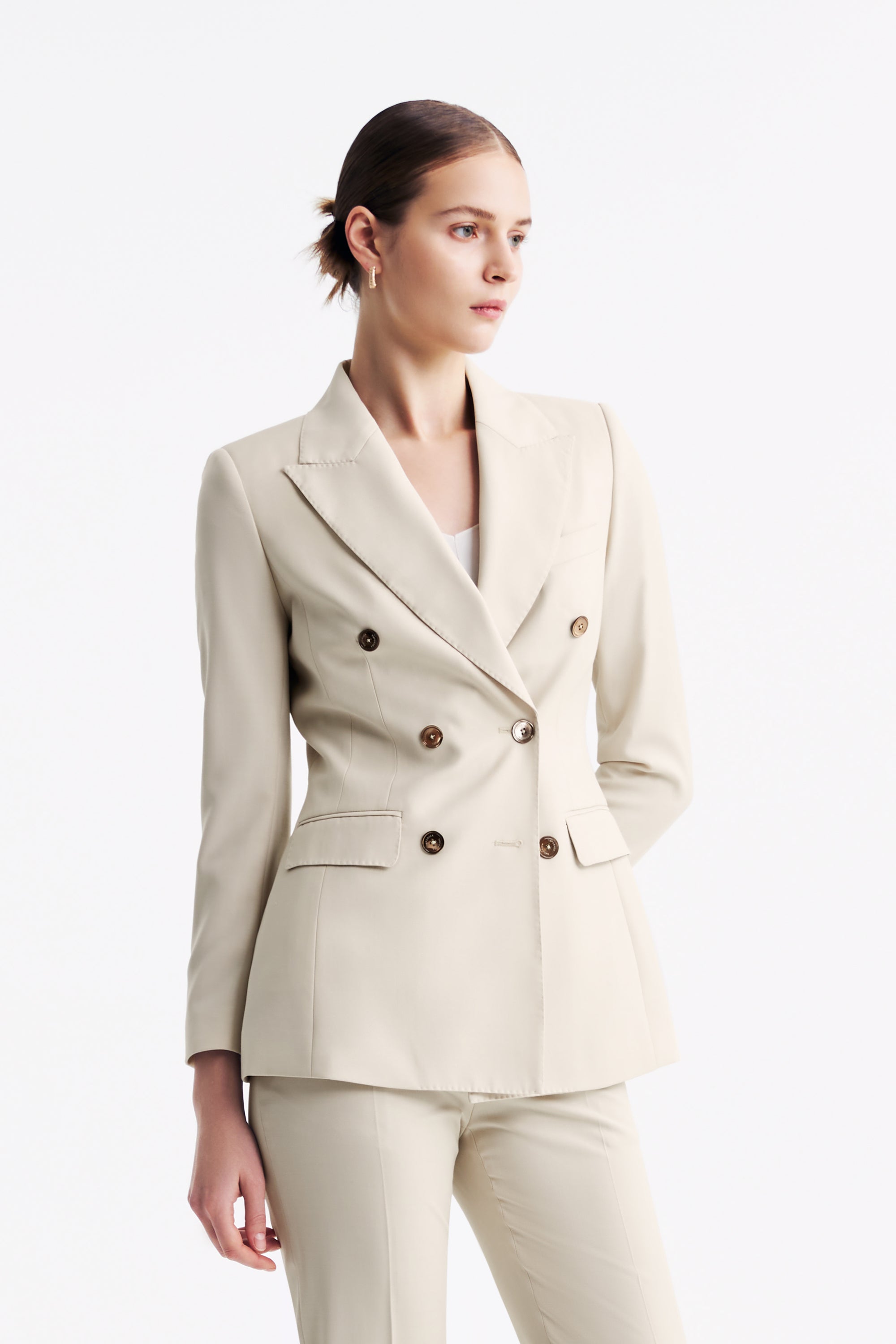 TieForHer - LC ACE™ Peak Lapel Double-breasted Blazer - Oatmeal - Blazer