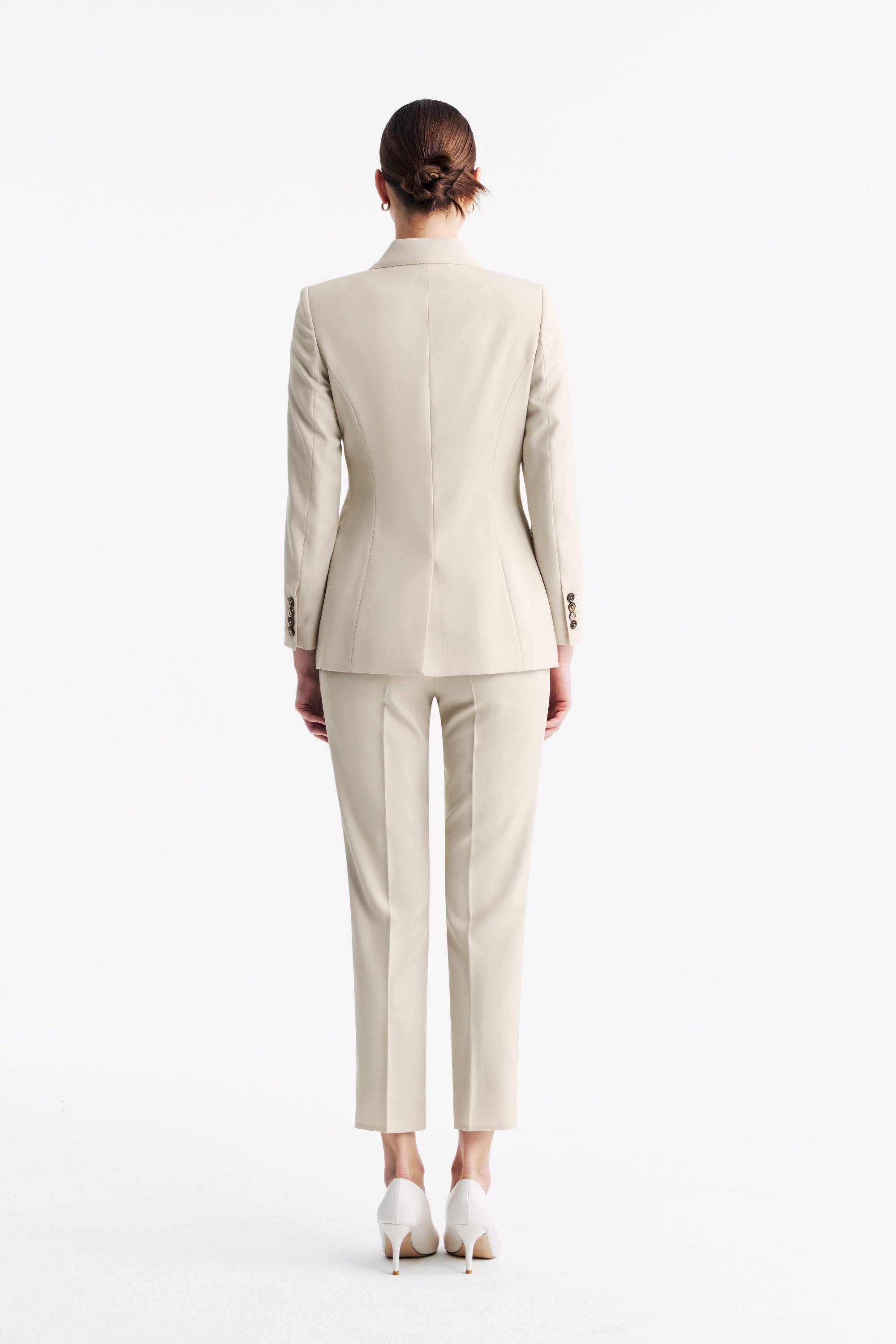 TieForHer - LC ACE™ Peak Lapel Double-breasted Blazer - Oatmeal - Blazer