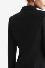 LC ACE™ Peak Lapel Double-breasted Blazer - Black Honeycomb Pattern