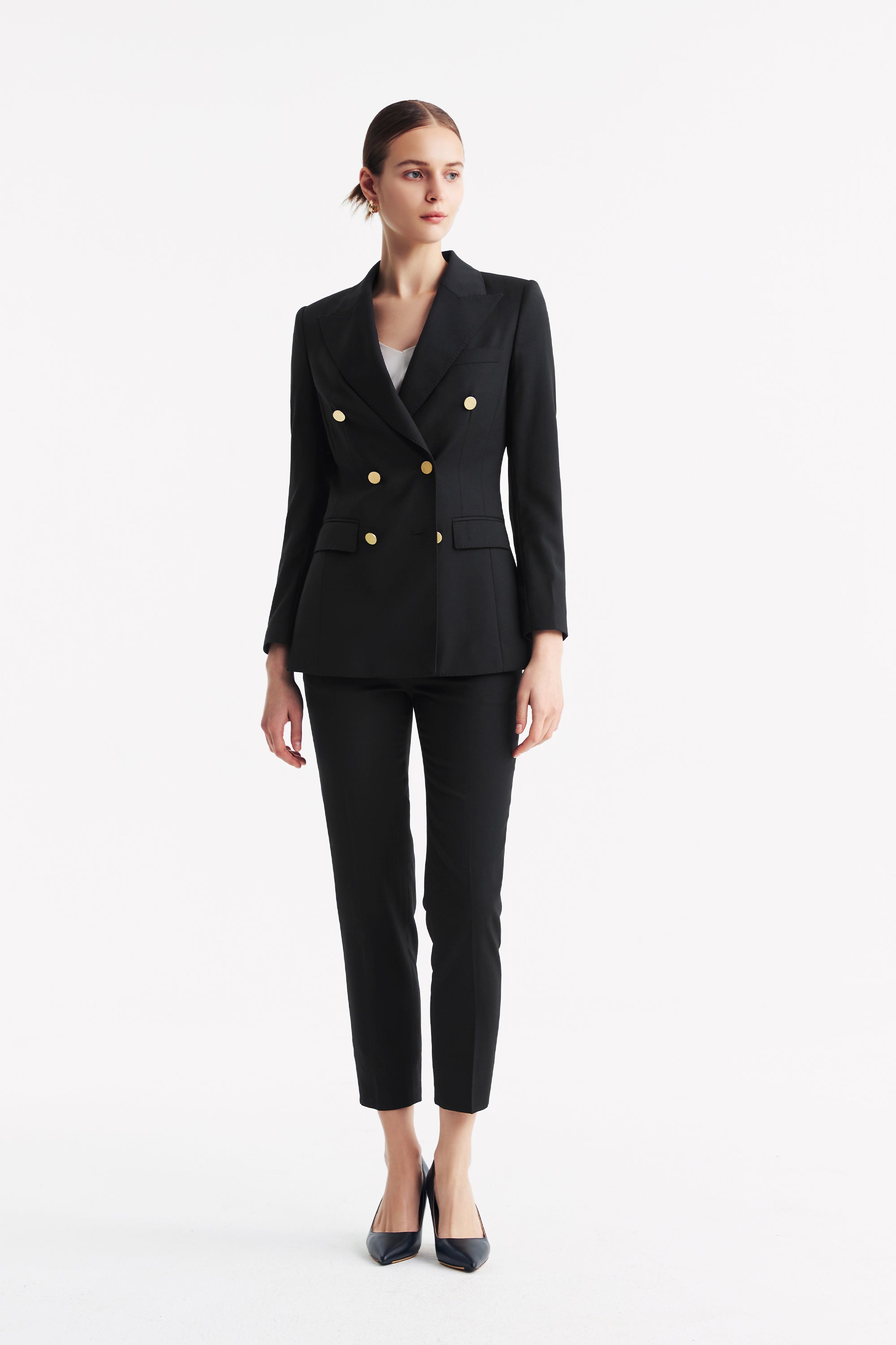 TieForHer - LC ACE™ Peak Lapel Double-breasted Blazer - Black Honeycomb Pattern - Blazer