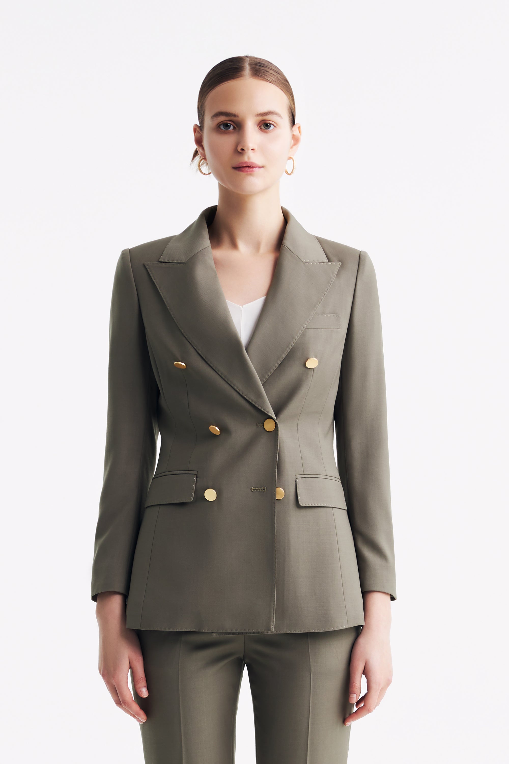 TieForHer - LC ACE™ Peak Lapel Double-breasted Blazer - Caterpillar Grey - Blazer