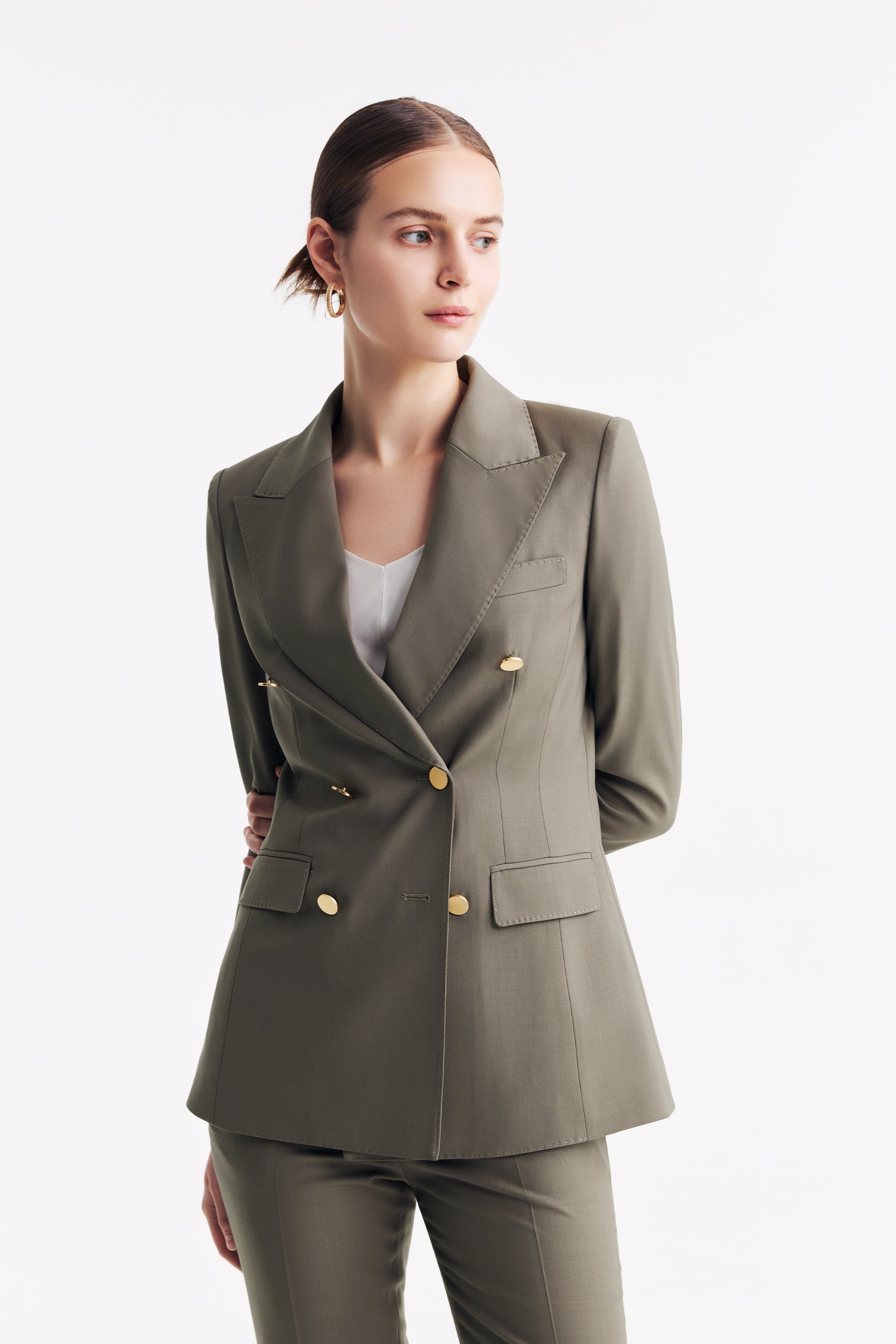 TieForHer - LC ACE™ Peak Lapel Double-breasted Blazer - Caterpillar Grey - Blazer