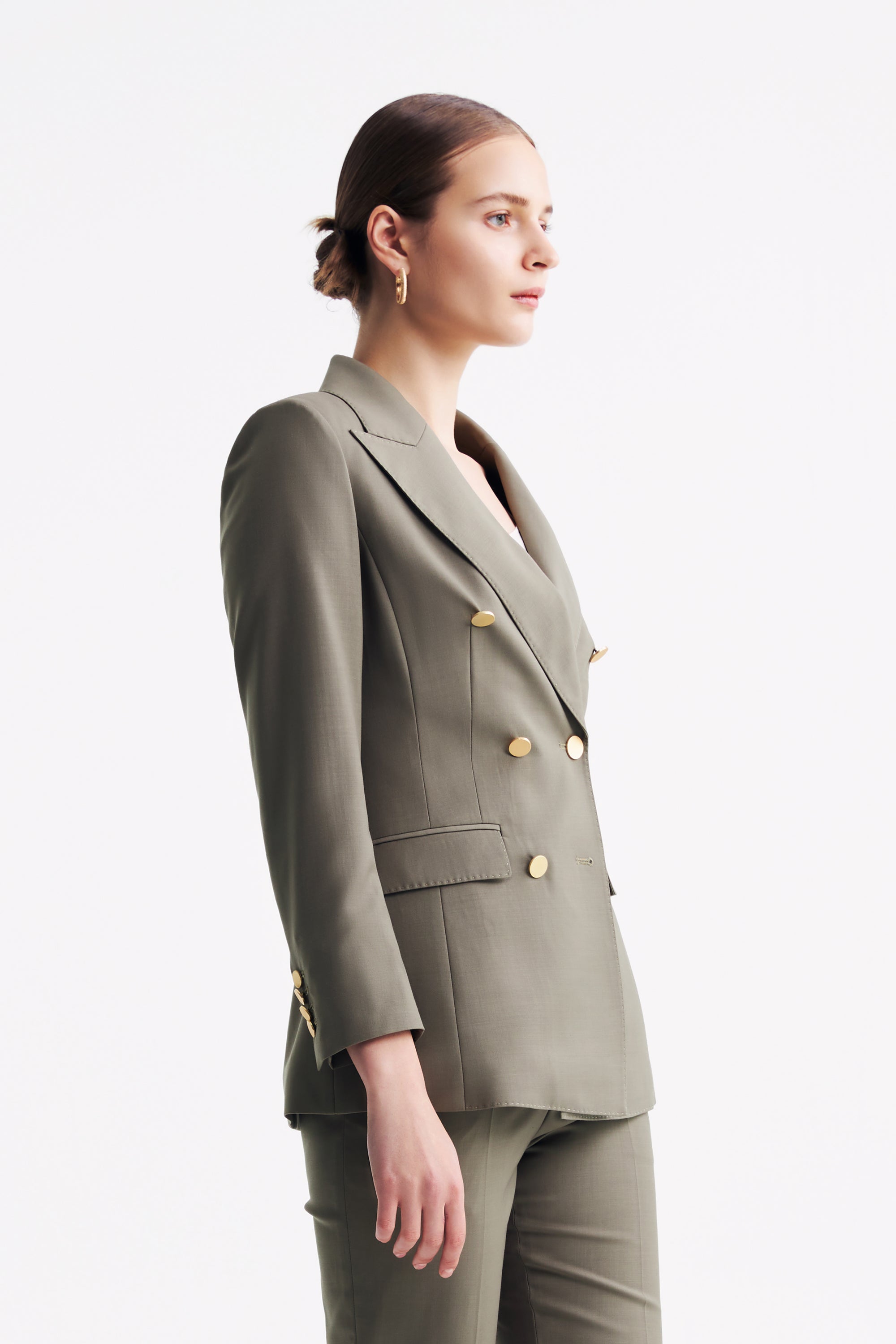 TieForHer - LC ACE™ Peak Lapel Double-breasted Blazer - Caterpillar Grey - Blazer