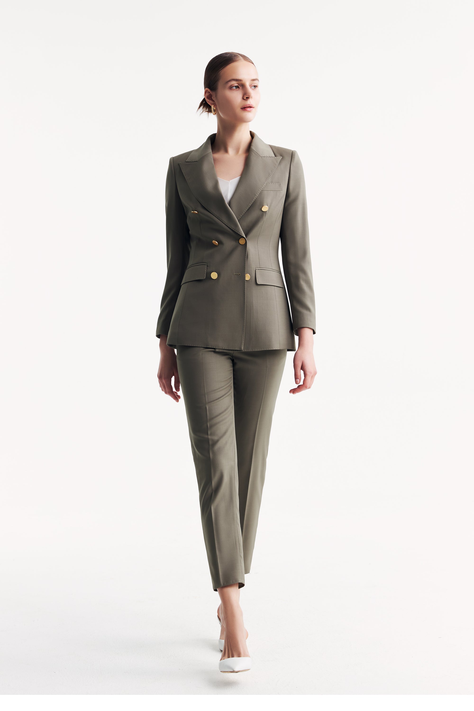 TieForHer - LC ACE™ Peak Lapel Double-breasted Blazer - Caterpillar Grey - Blazer