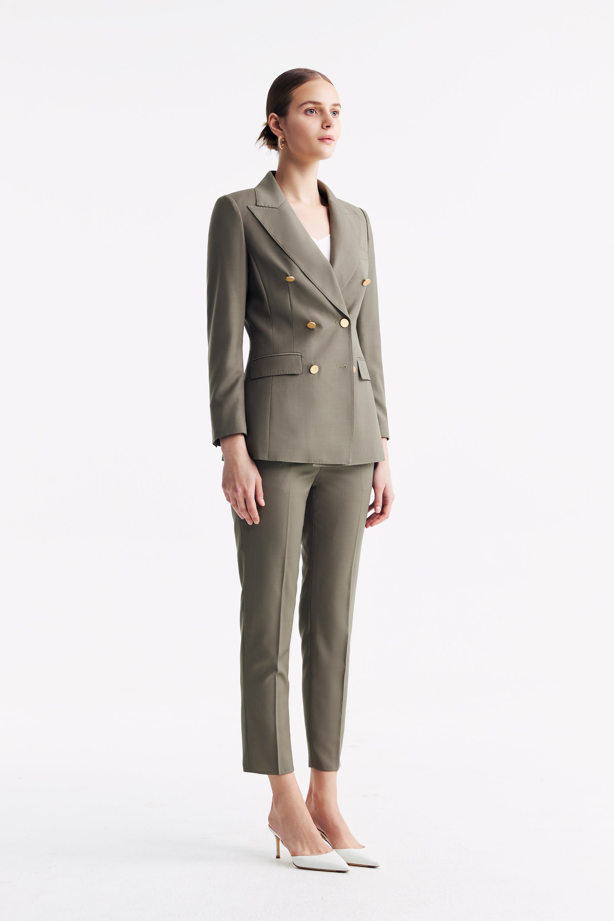 TieForHer - LC ACE™ Peak Lapel Double-breasted Blazer - Caterpillar Grey - Blazer