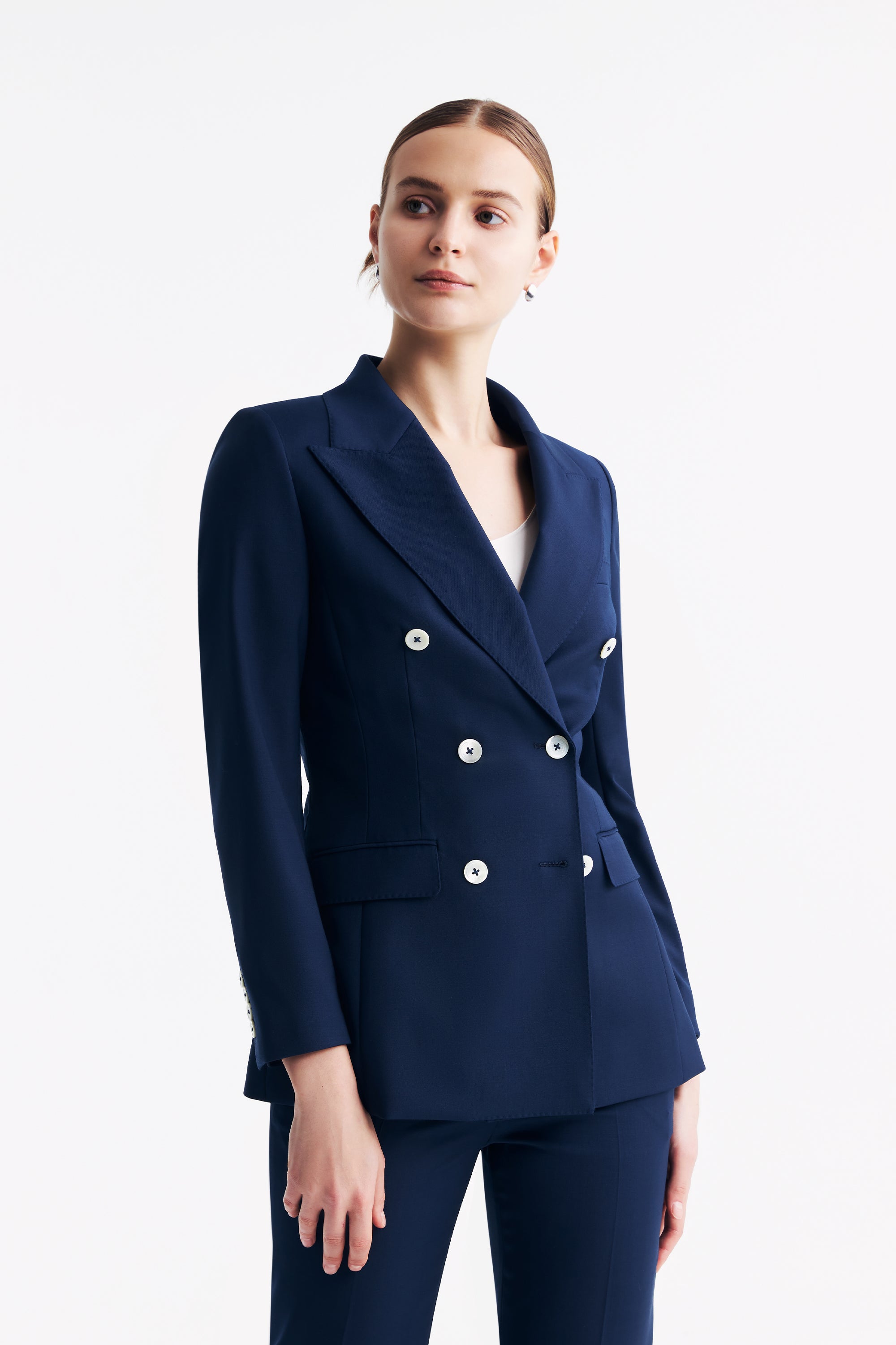 TieForHer - LC ACE™ Peak Lapel Double-breasted Blazer - Dark Blue - Blazer