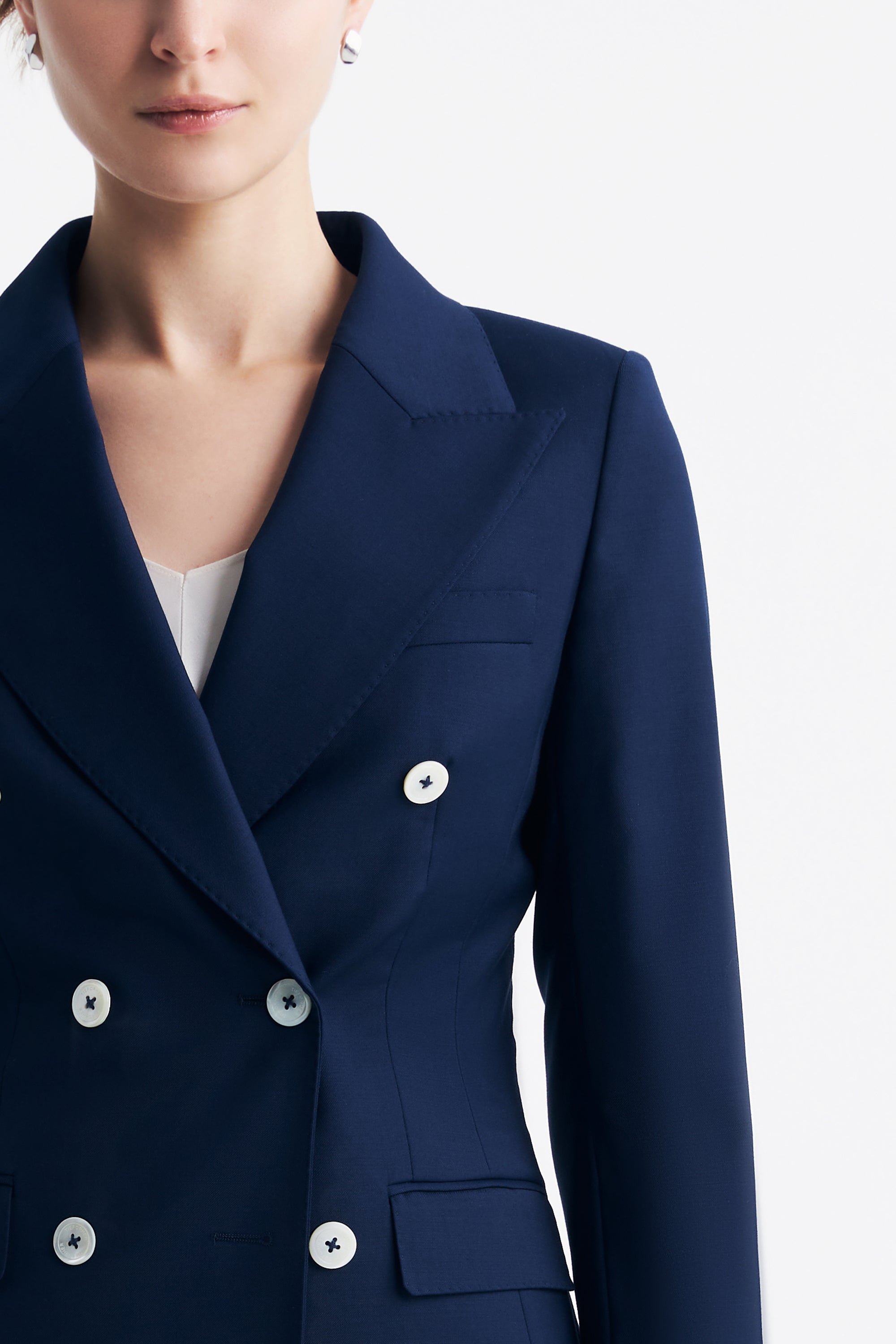 TieForHer - LC ACE™ Peak Lapel Double-breasted Blazer - Dark Blue - Blazer