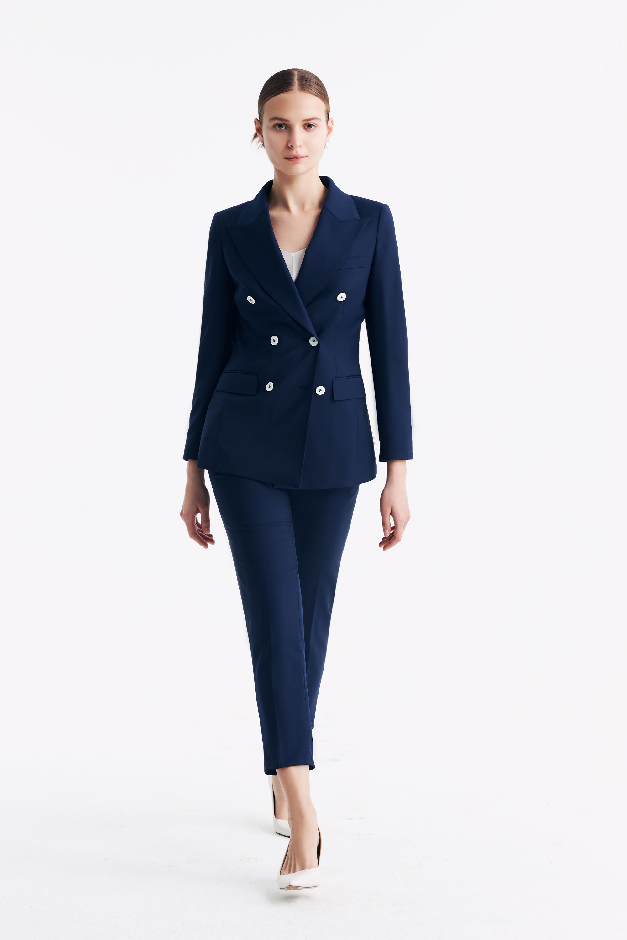 TieForHer - LC ACE™ Peak Lapel Double-breasted Blazer - Dark Blue - Blazer