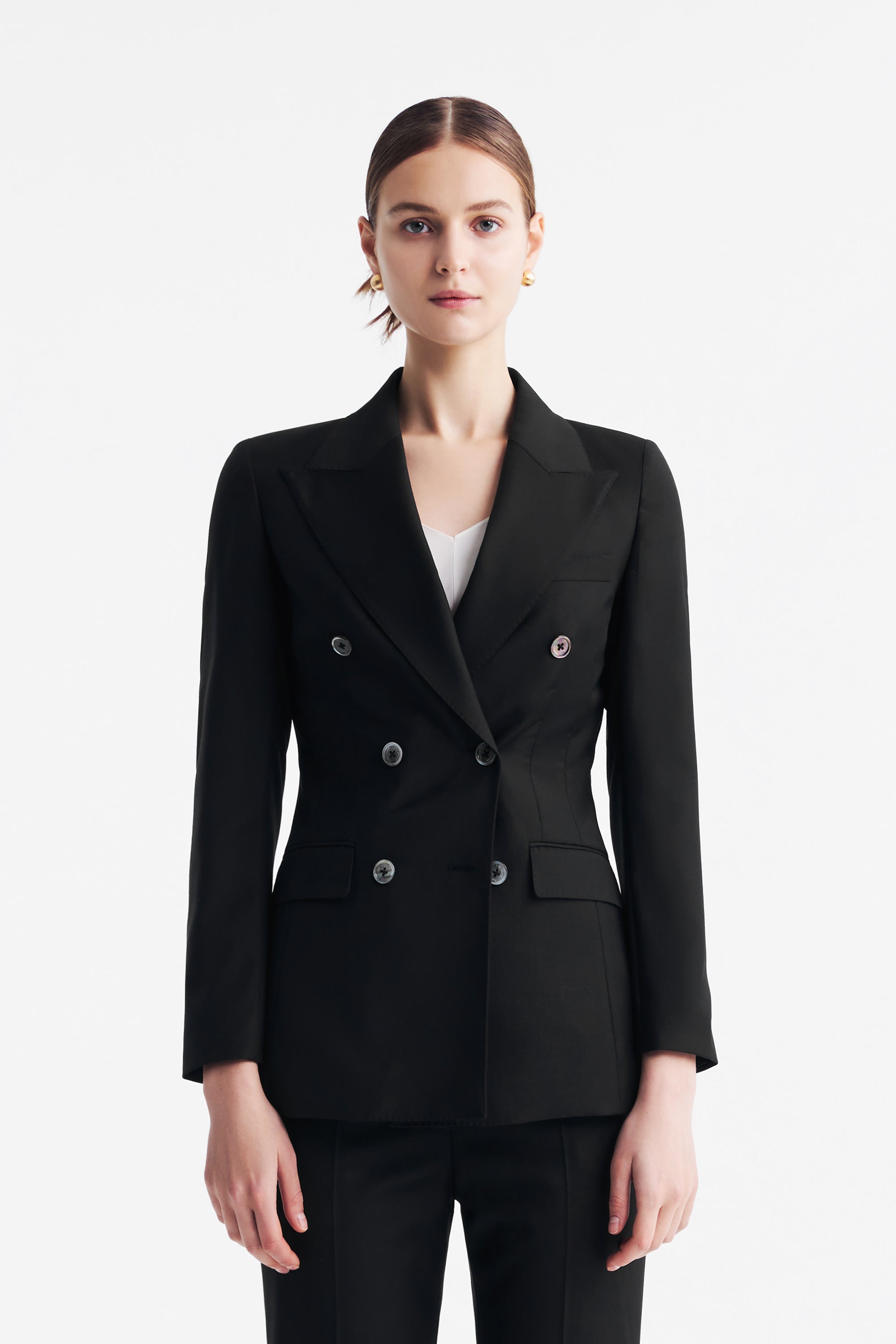 TieForHer - LC ACE™ Peak Lapel Double-breasted Blazer - Black - Blazer