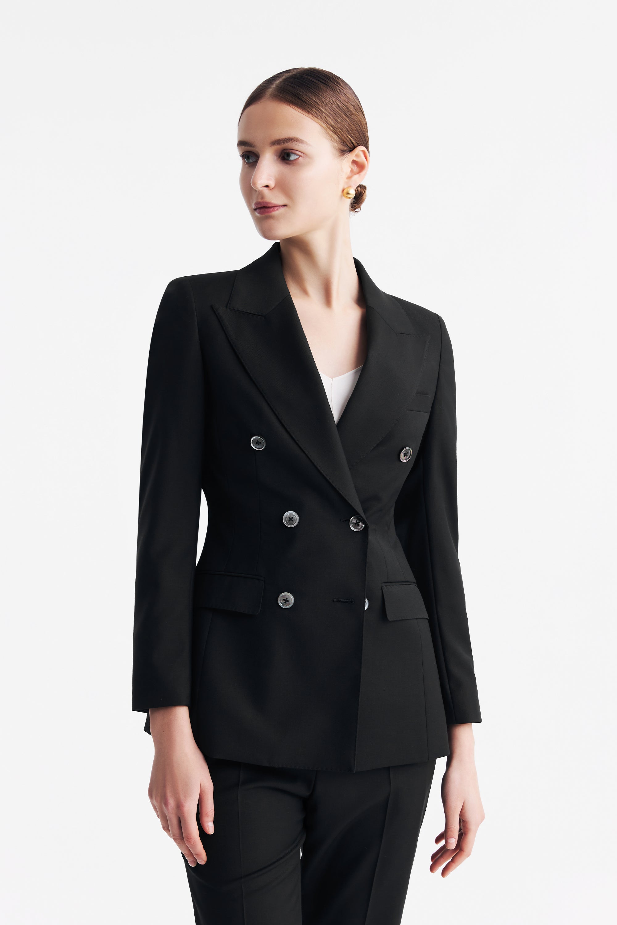 TieForHer - LC ACE™ Peak Lapel Double-breasted Blazer - Black - Blazer