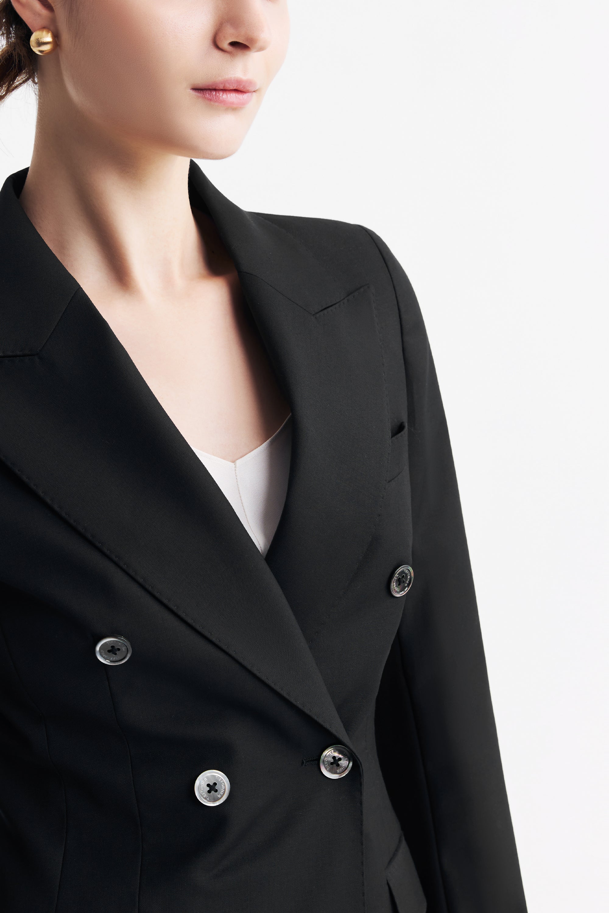 TieForHer - LC ACE™ Peak Lapel Double-breasted Blazer - Black - Blazer