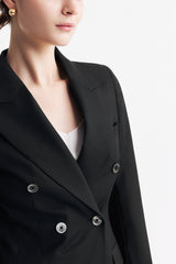 LC ACE™ Peak Lapel Double-breasted Blazer - Black