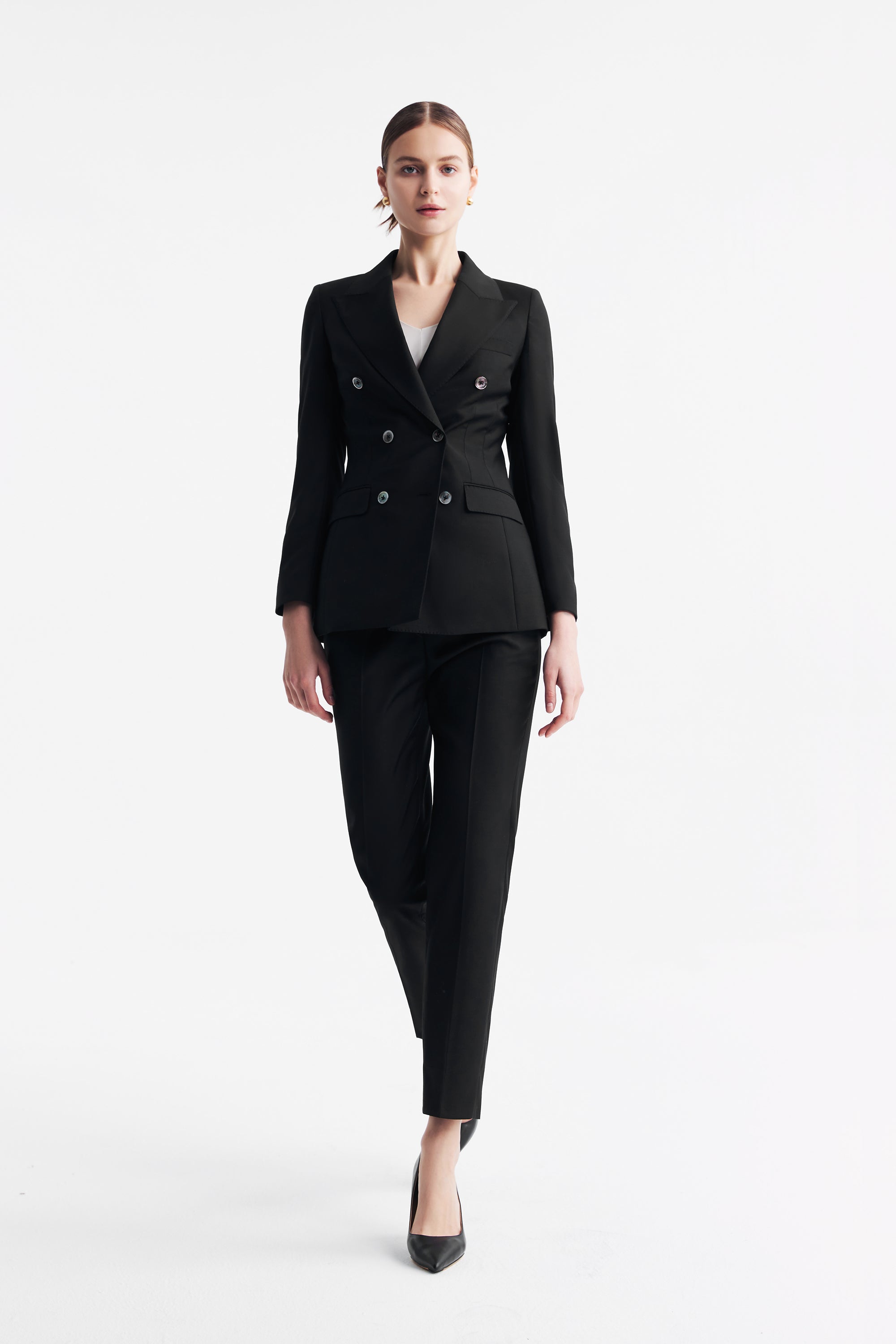 TieForHer - LC ACE™ Peak Lapel Double-breasted Blazer - Black - Blazer