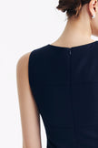 LC CURIE™ Loyal Navy Blue Honeycomb Pattern Diamond-ratio Tailoring Dress
