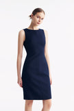 LC CURIE™ Loyal Navy Blue Honeycomb Pattern Diamond-ratio Tailoring Dress