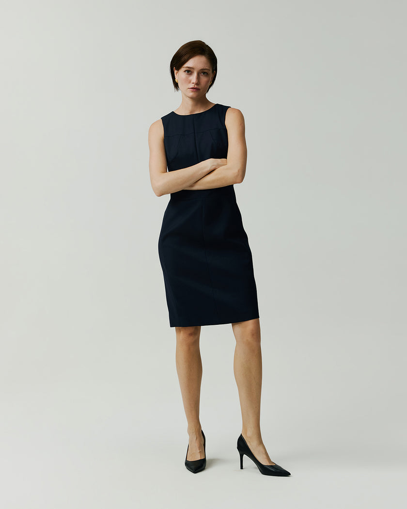 Curie Dress Textured Navy