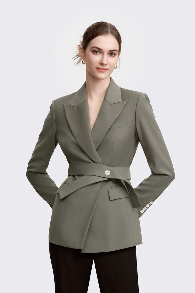 LéSuit™ Waist Tailored Blazer - Deep Khaki