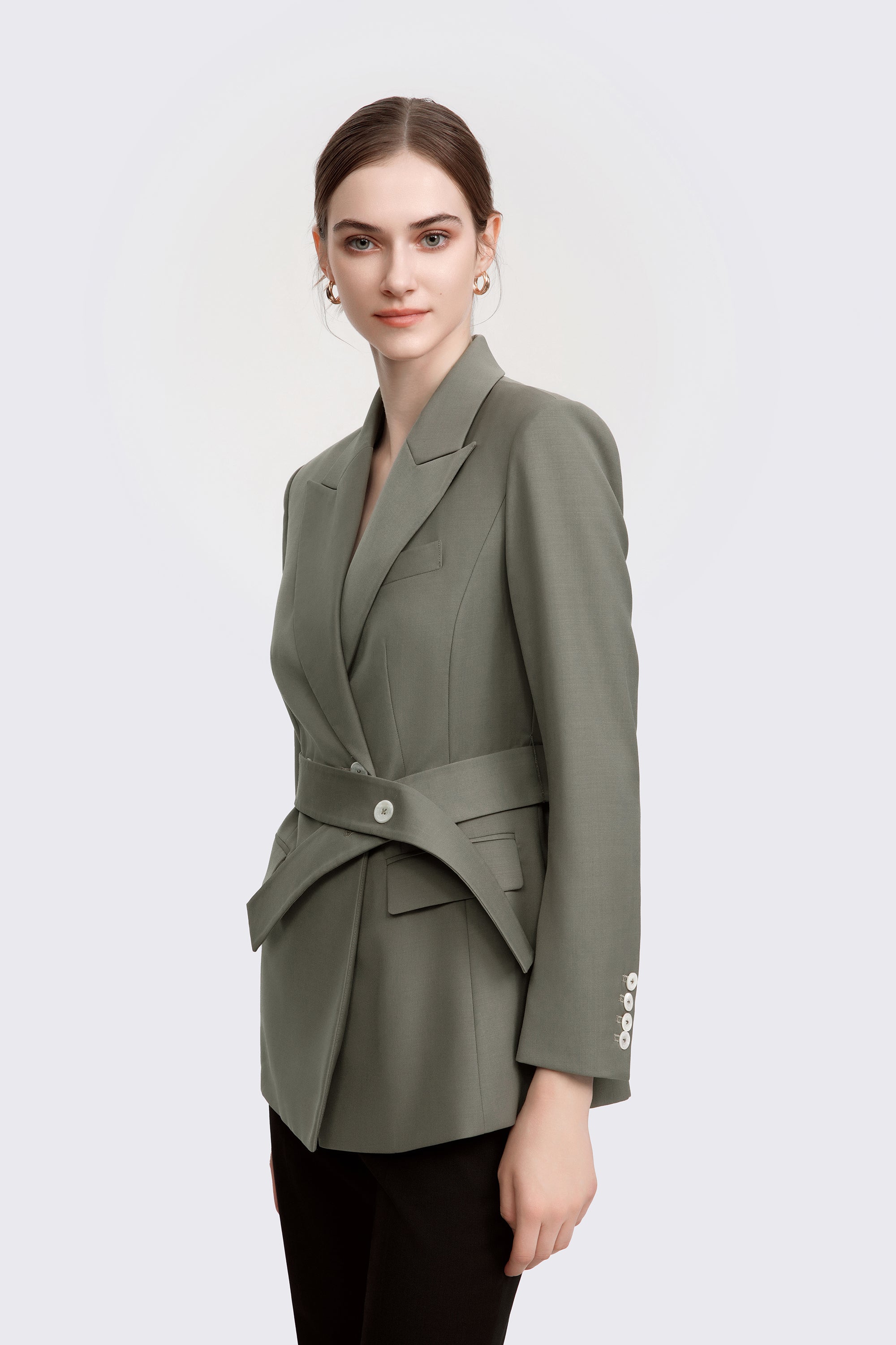 TieForHer - LéSuit™ Waist Tailored Blazer - Deep Khaki - Blazer