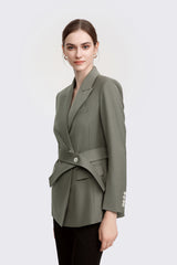 LéSuit™ Waist Tailored Blazer - Deep Khaki