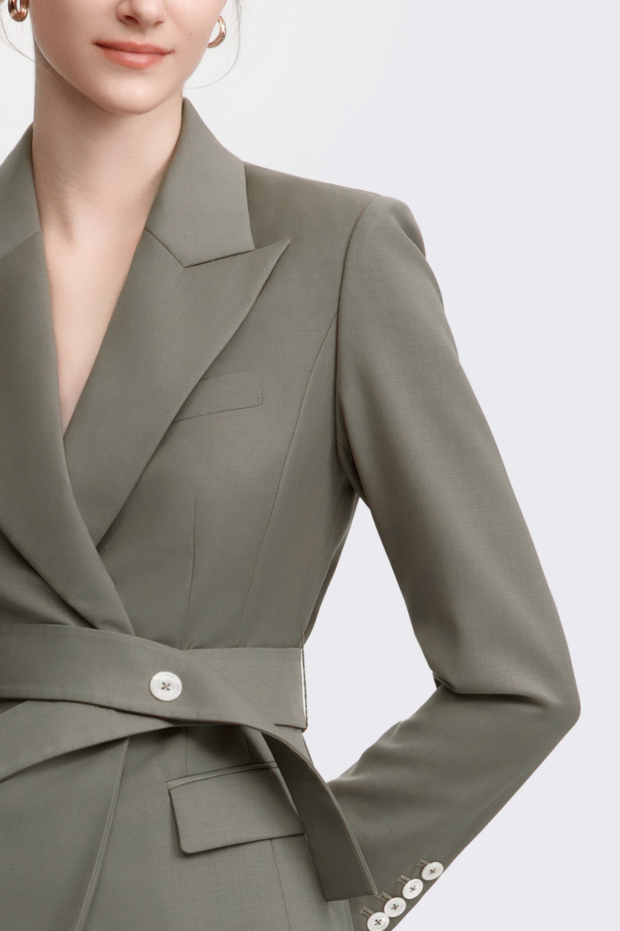 TieForHer - LéSuit™ Waist Tailored Blazer - Deep Khaki - Blazer