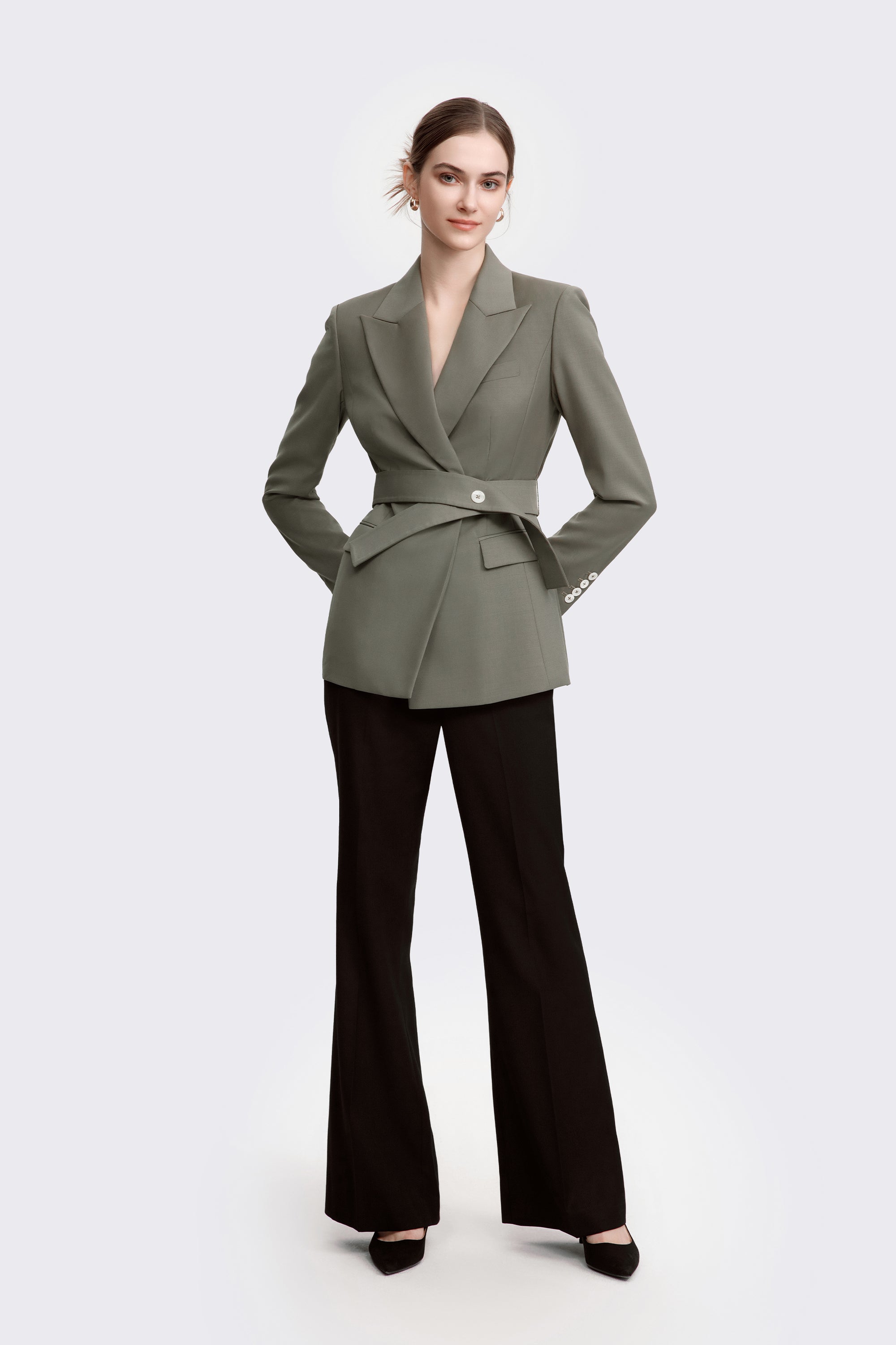 TieForHer - LéSuit™ Waist Tailored Blazer - Deep Khaki - Blazer