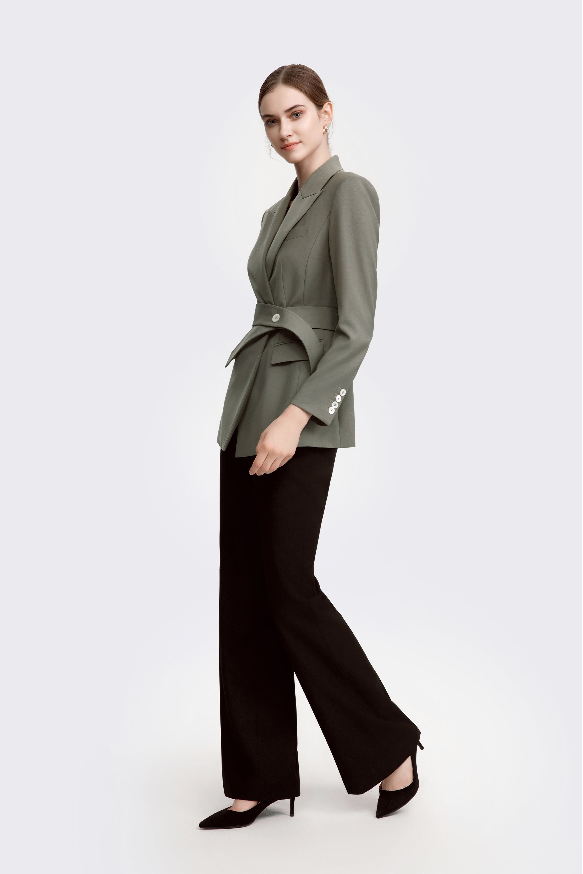 TieForHer - LéSuit™ Waist Tailored Blazer - Deep Khaki - Blazer