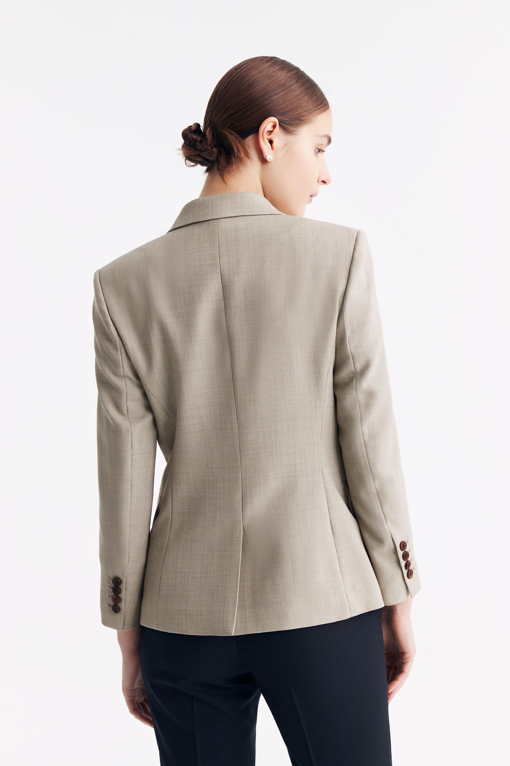 TieForHer - LC DIANA™ Black Flat Collar Single-button Blazer - Apricot - Blazer