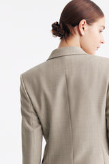 LC DIANA™ Black Flat Collar Single-button Blazer - Apricot