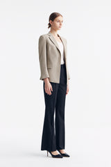 LC DIANA™ Black Flat Collar Single-button Blazer - Apricot