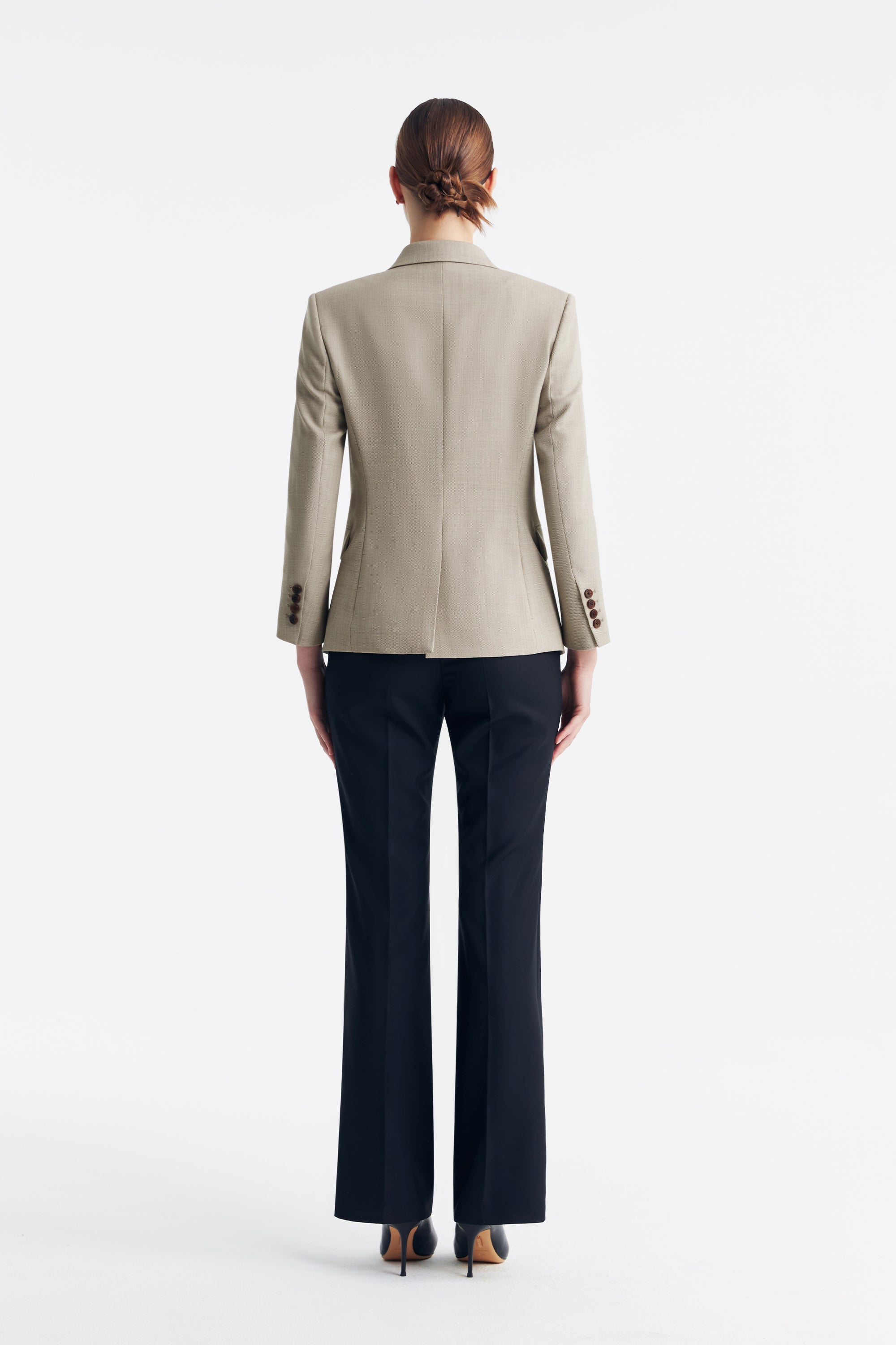 TieForHer - LC DIANA™ Black Flat Collar Single-button Blazer - Apricot - Blazer