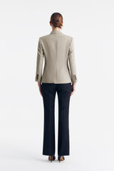 LC DIANA™ Black Flat Collar Single-button Blazer - Apricot