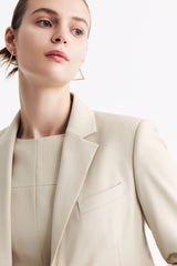 LC DIANA™ Black Flat Collar Single-button Blazer - Oatmeal