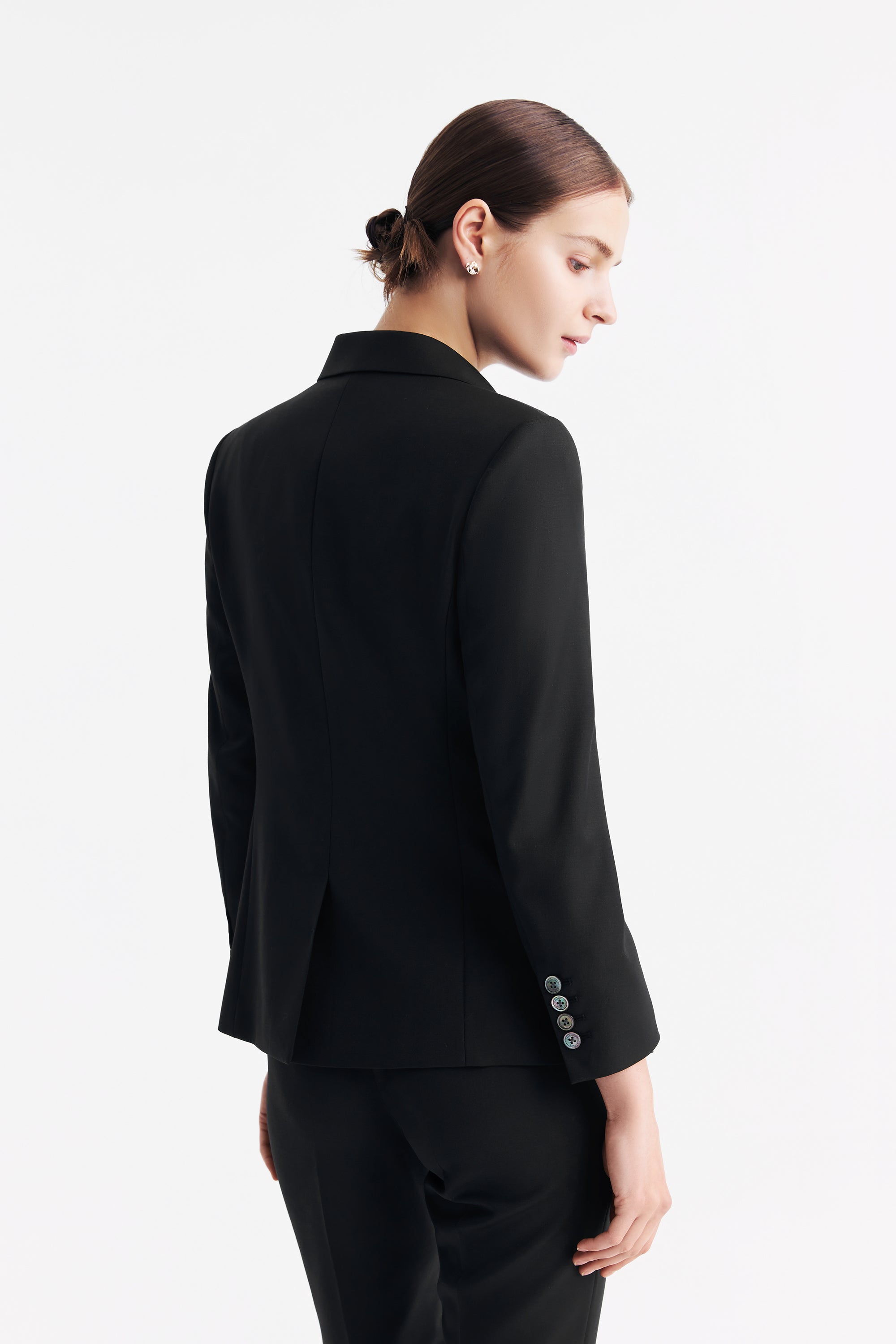 TieForHer - LC DIANA™ Black Flat Collar Single-button Blazer - Black - Blazer