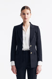 LC DOM™ Loyal Navy Blue Subtle Grid Single-breasted Blazer