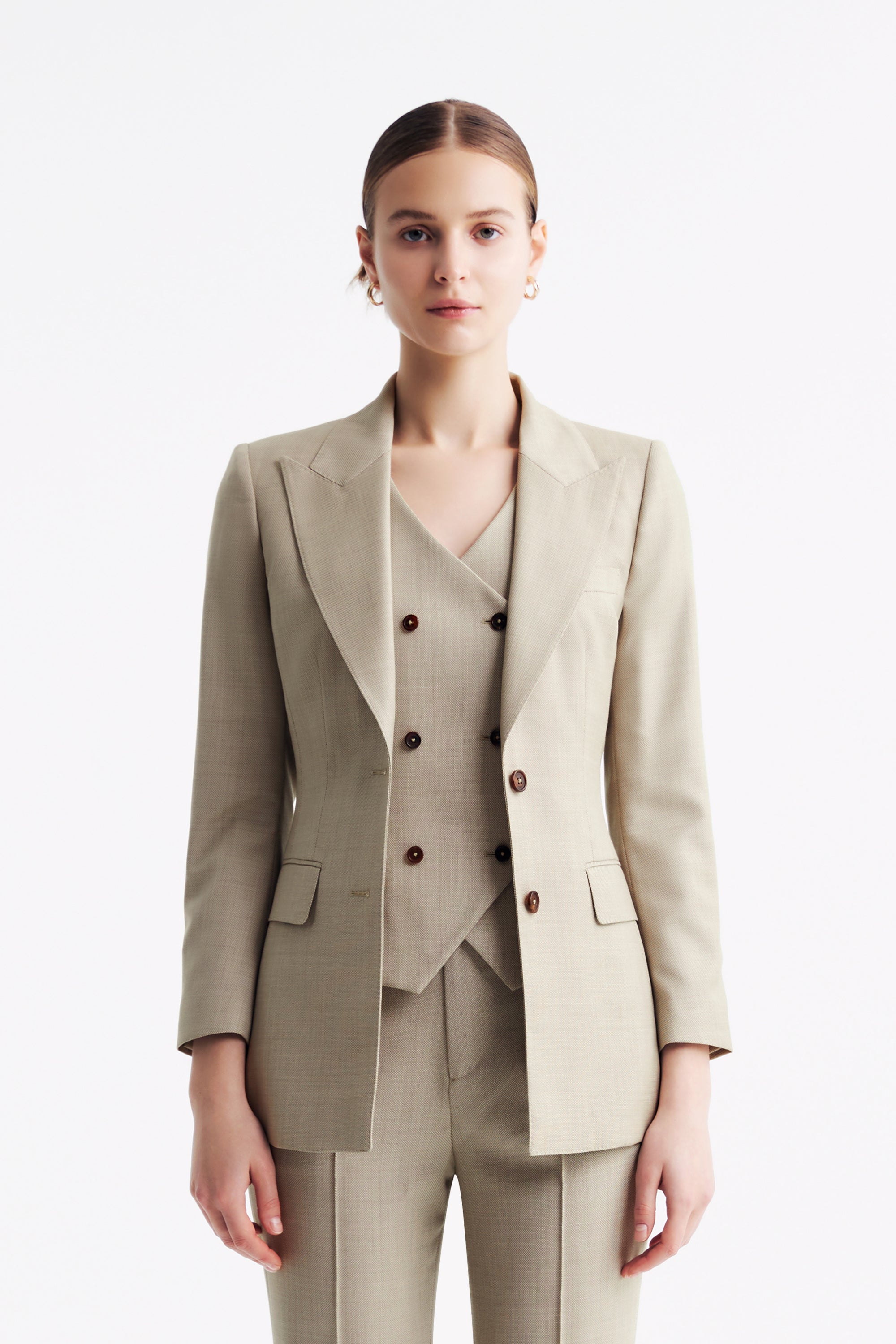 TieForHer - LC DOM™ Peak Lapel Single-breasted Blazer - Apricot - Blazer