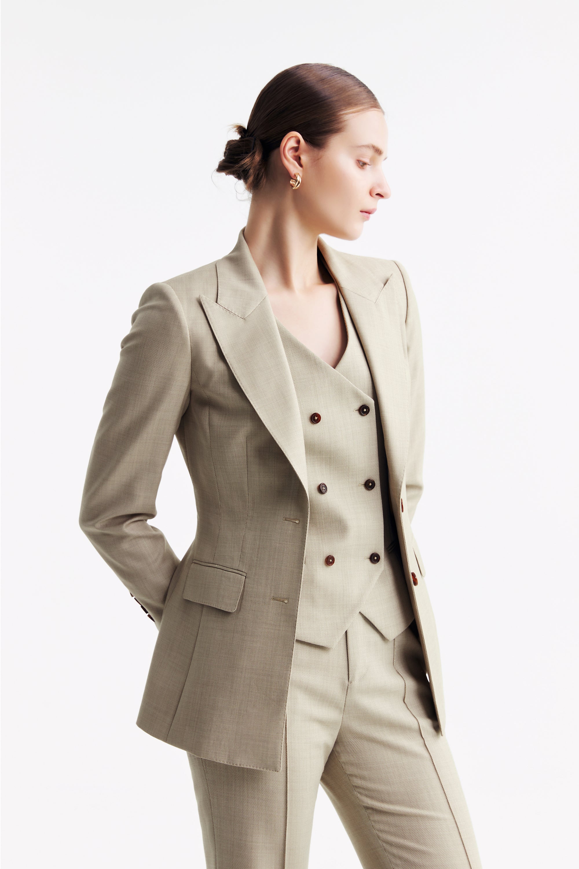 TieForHer - LC DOM™ Peak Lapel Single-breasted Blazer - Apricot - Blazer