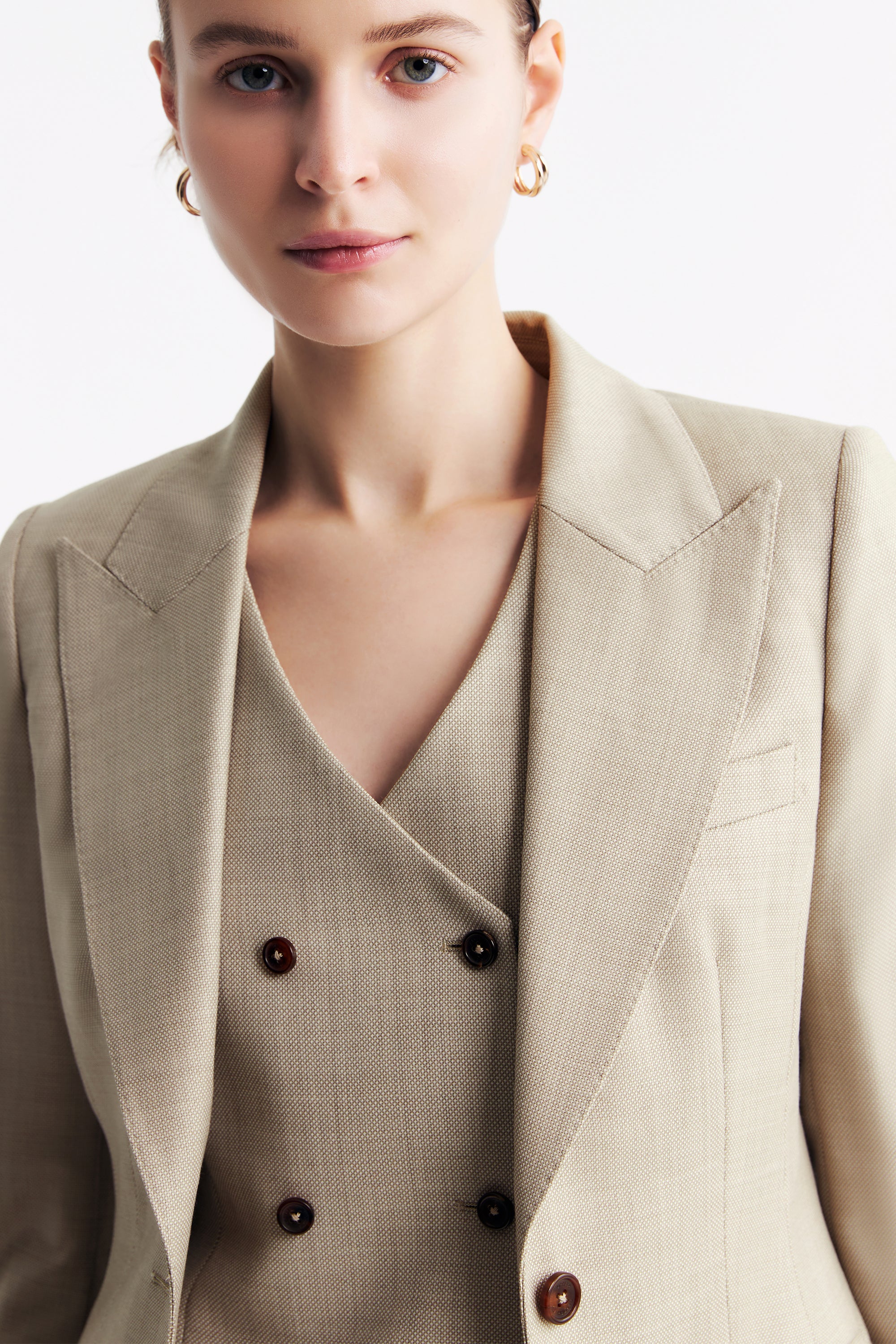 TieForHer - LC DOM™ Peak Lapel Single-breasted Blazer - Apricot - Blazer